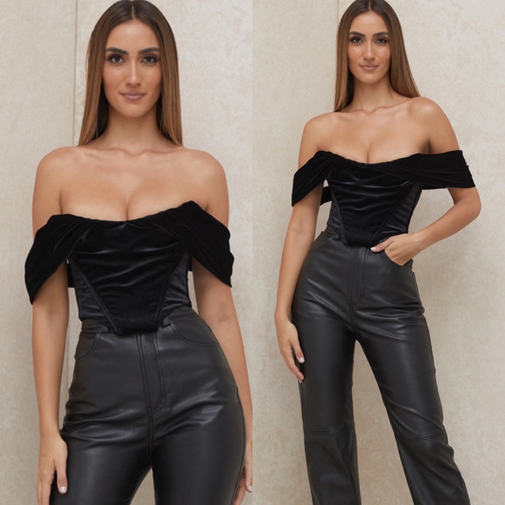 Athena Velvet Draped Corset Top